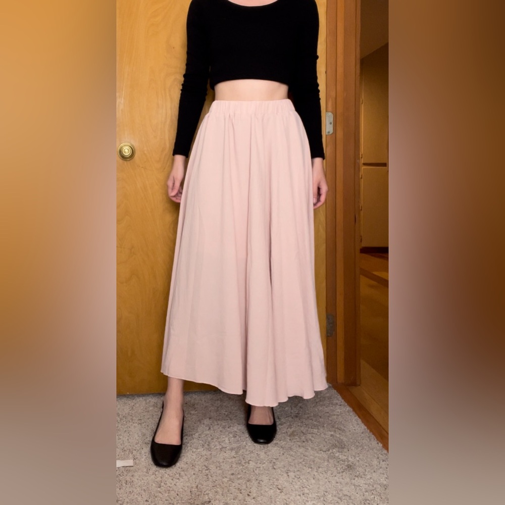 Light Pink Midi Circle Skirt